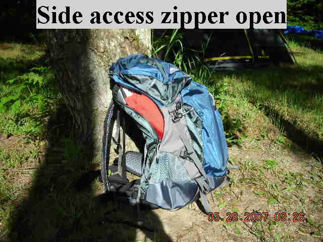 Side access zipper open